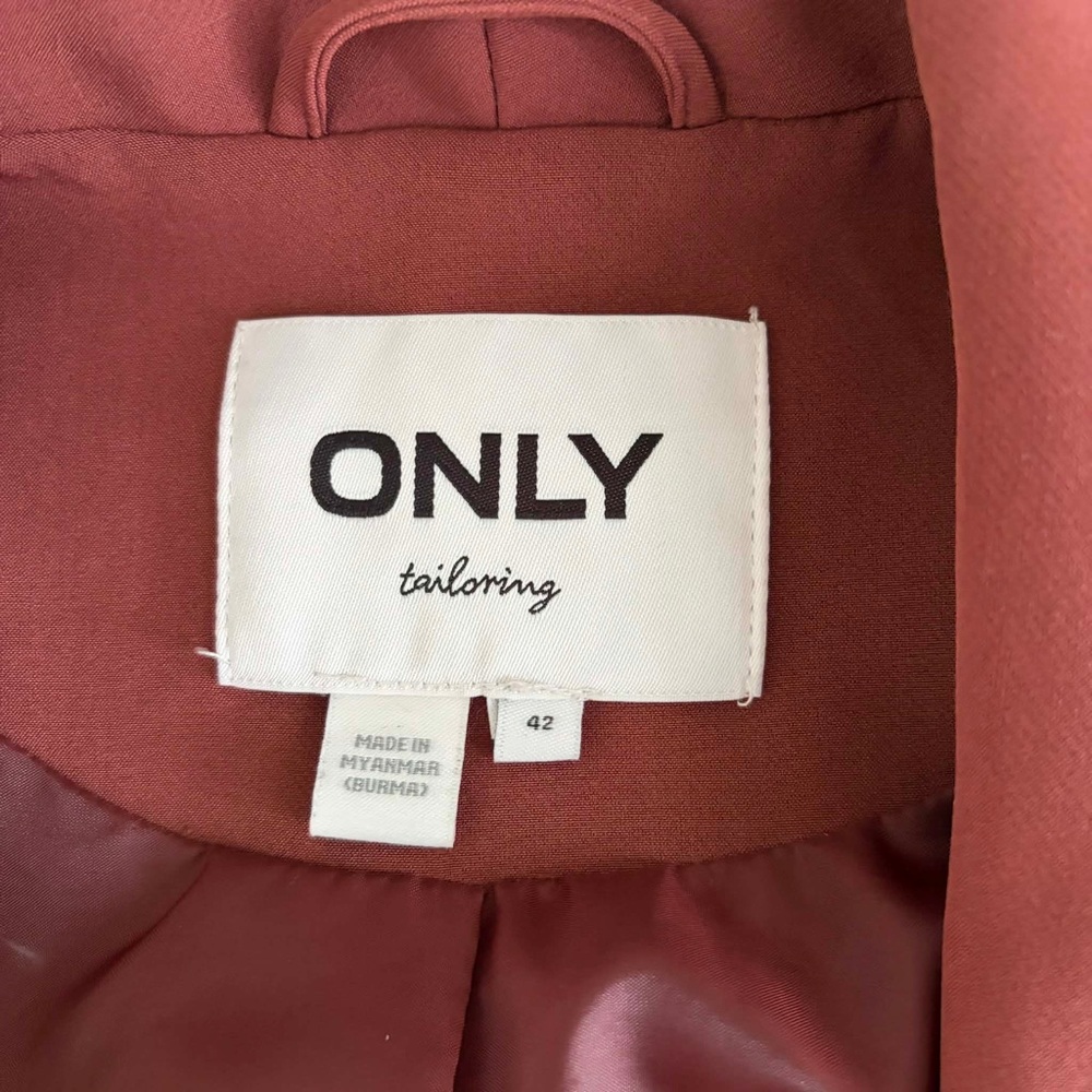 ONLY Tailoring Rust Burnt Orange Ruched Sleeve Open Front Blazer Terracotta Chic - Picture 5 of 5